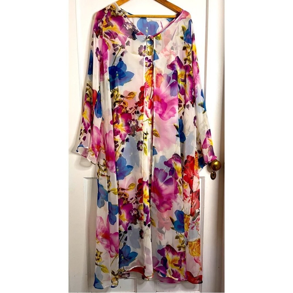Nightie/nightgown Set in Gorgeous Floral Pattern Size M/L - Picture 1 of 8